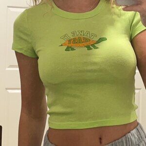 American Eagle Women's Green Crop-top